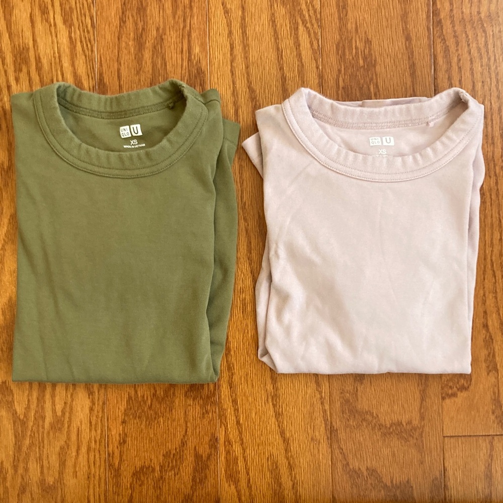 Uniqlo Olive and Pale Pink Short Sleeve Tees